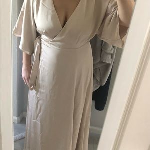 Satin champagne gown. Brand new, tags remain. Unable to return, custom design.